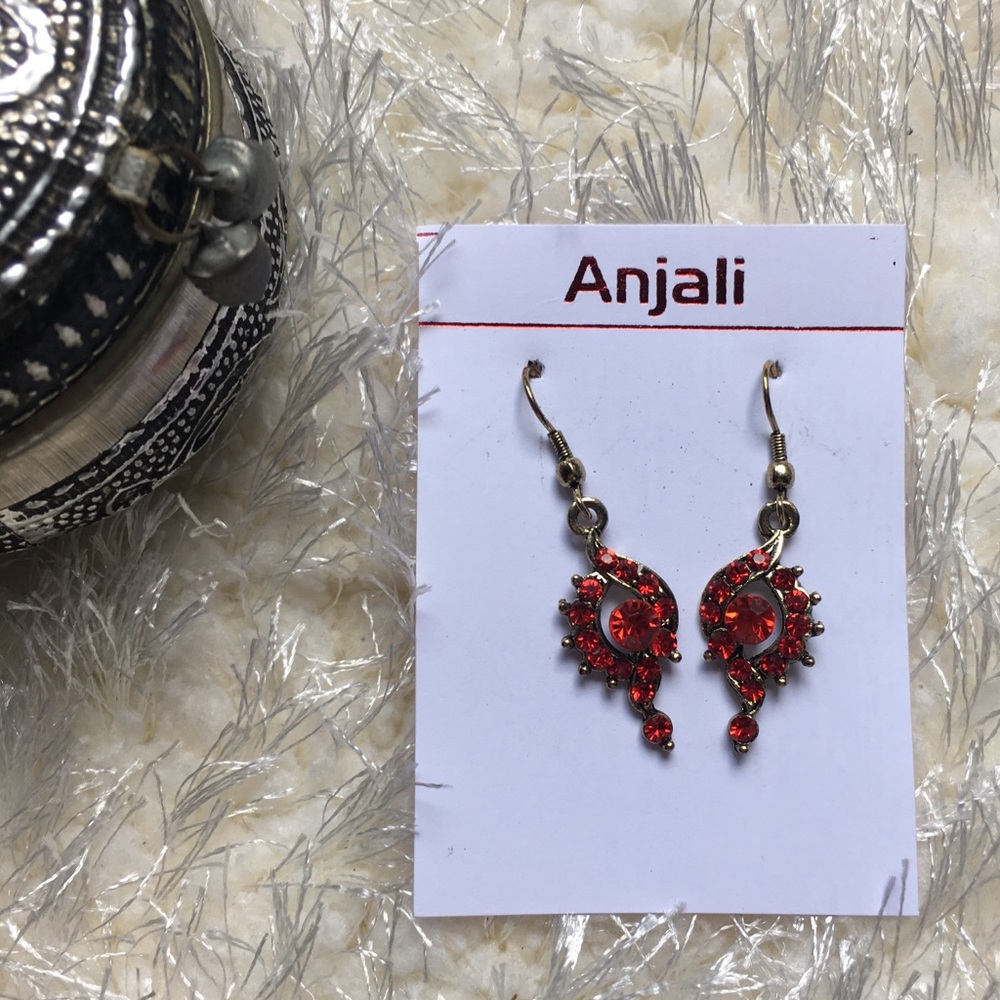 Silver & Red Small Chandelier Earrings